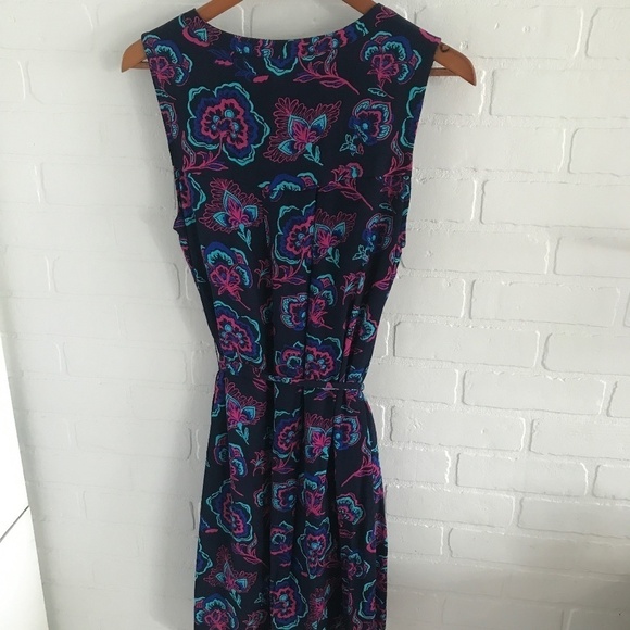 Hatley Mini dress paisley print Navy/ magenta Lighweight Size S pockets - Picture 9 of 11
